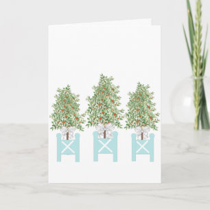 Orange Tree Topiary Blue Ginger Jar Jars Card