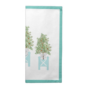 Orange Tree Topiary Blue Ginger Jar Jars Cloth Napkin