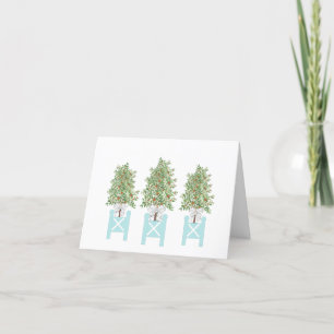 Orange Tree Topiary Blue Ginger Jar Jars Letterpress Thank You Card