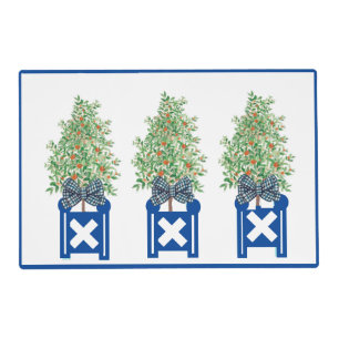 Orange tree Topiary Blue Planter Chinoiserie Placemat