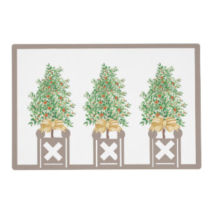 Orange tree Topiary Chinoiserie Cork Placemat