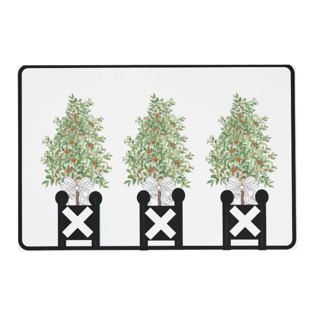 Orange tree Topiary Chinoiserie  Paper  Placemat (Front)