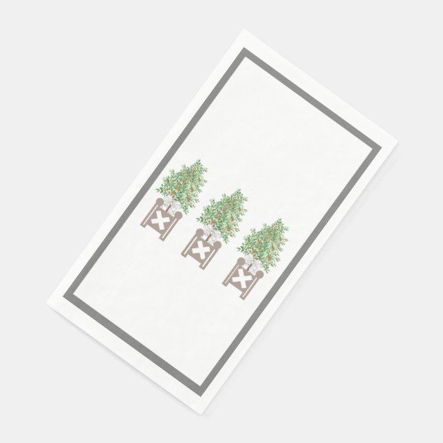 Orange tree Topiary Chinoiserie Planter box Paper Guest Towels (Corner)