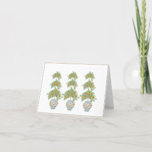 Orange Tree Topiary Ginger Jars Letterpress Thank You Card