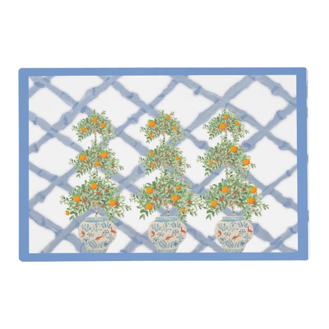 Orange Tree Topiary Ginger Jars Placemat (Front)