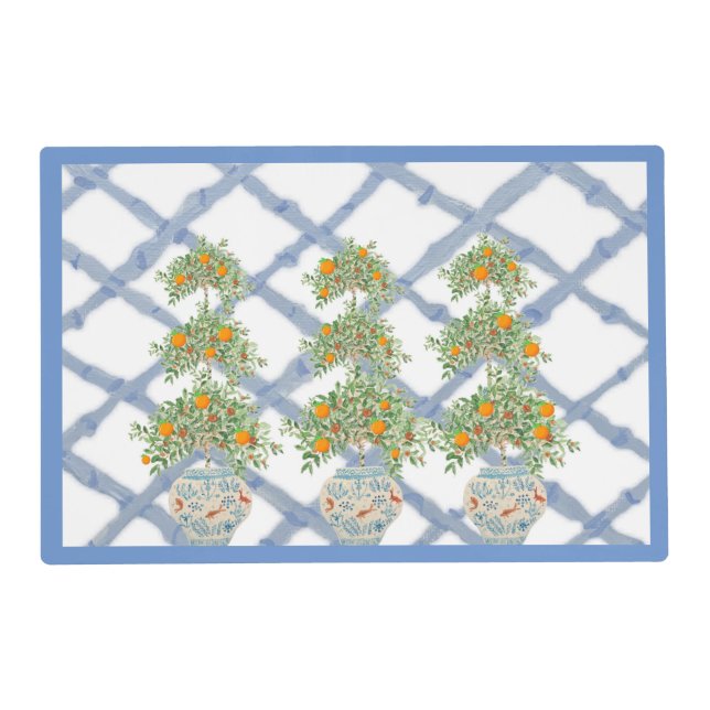 Orange Tree Topiary Ginger Jars Placemat (Front)