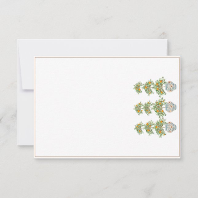 Orange Tree Topiary Ginger Jars Thank You Card (Front)