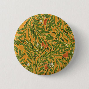 Orange Tree Vintage Wallpaper Pattern Art Nouveau Button
