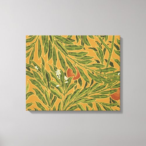 Orange Tree Vintage Wallpaper Pattern Art Nouveau Canvas Print