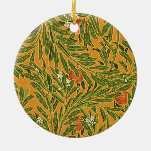 Orange Tree Vintage Wallpaper Pattern Art Nouveau Ceramic Ornament