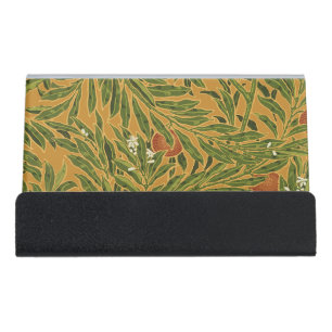 Orange Tree Vintage Wallpaper Pattern Art Nouveau Desk Business Card Holder