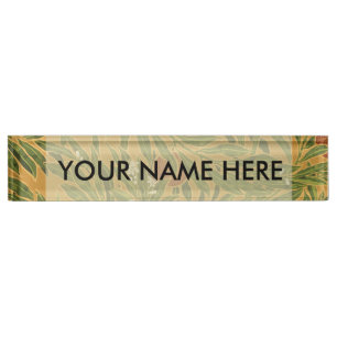 Orange Tree Vintage Wallpaper Pattern Art Nouveau Desk Name Plate