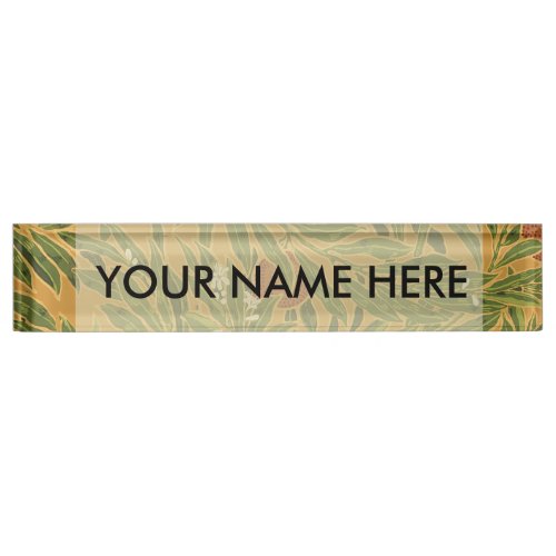 Orange Tree Vintage Wallpaper Pattern Art Nouveau Desk Name Plate