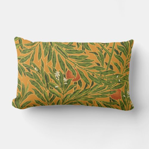 Orange Tree Vintage Wallpaper Pattern Art Nouveau Lumbar Pillow