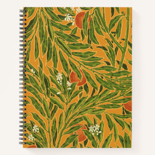 Orange Tree Vintage Wallpaper Pattern Art Nouveau Notebook