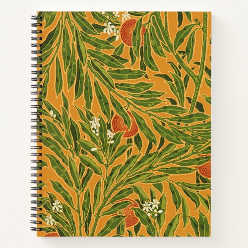 Orange Tree Vintage Wallpaper Pattern Art Nouveau Notebook