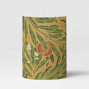 Orange Tree Vintage Wallpaper Pattern Art Nouveau Pillar Candle