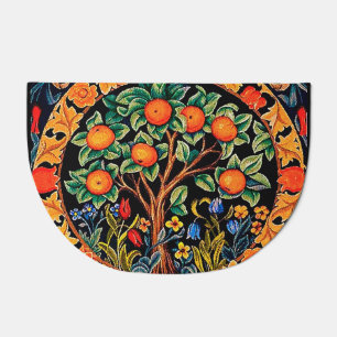 ORANGE TREE WITH GREEN LEAVES,FLOWERS DOORMAT