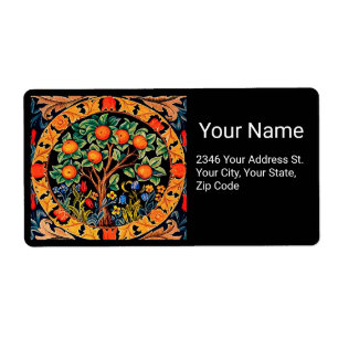 ORANGE TREE WITH GREEN LEAVES,FLOWERS LABEL