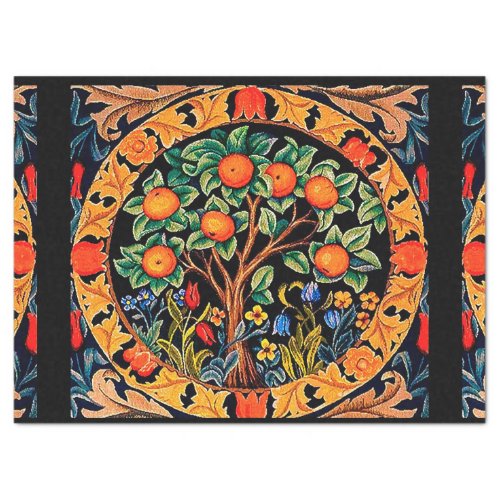 ORANGE TREE WITH GREEN LEAVESFLOWERS TISSUE PAPER