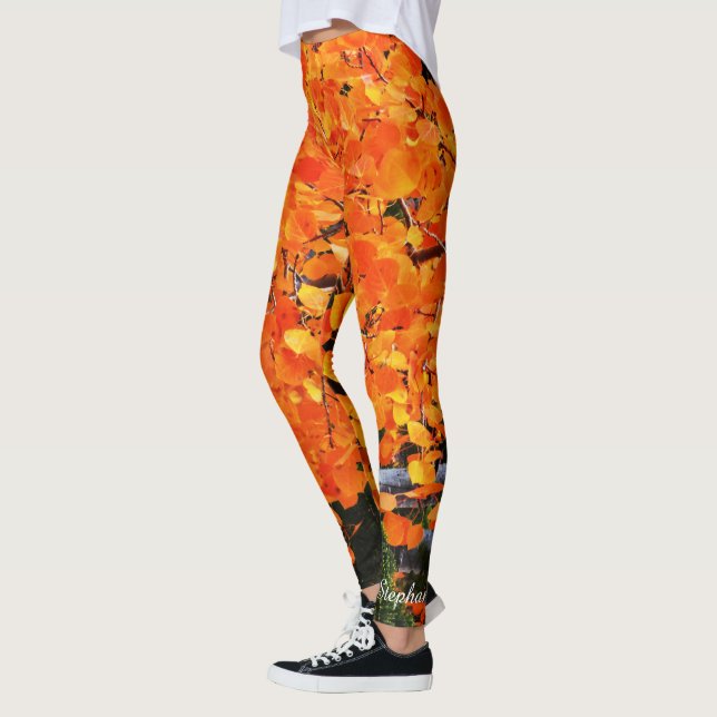 Orange Tree with Personalized Name Leggings (Left)