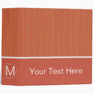 Orange Trendy Stripes Pattern. Custom Monogram 3 Ring Binder