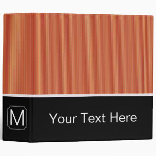 Orange Trendy Stripes Pattern. Custom Monogram 3 Ring Binder