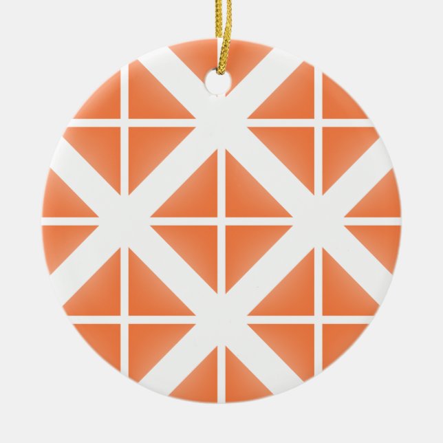 Orange Trendy Triangle Pattern Ceramic Ornament (Front)