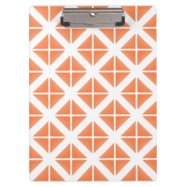 Orange Trendy Triangle Pattern Clipboard (Front)