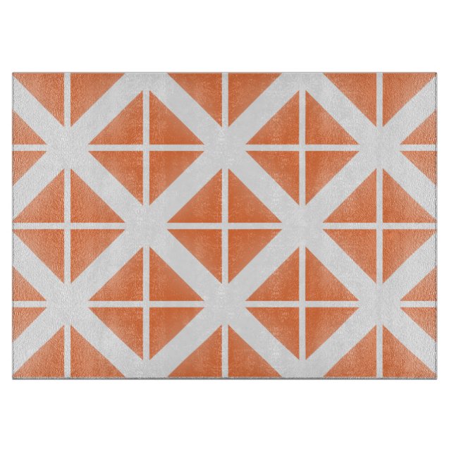 Orange Trendy Triangle Pattern Cutting Board (Front)