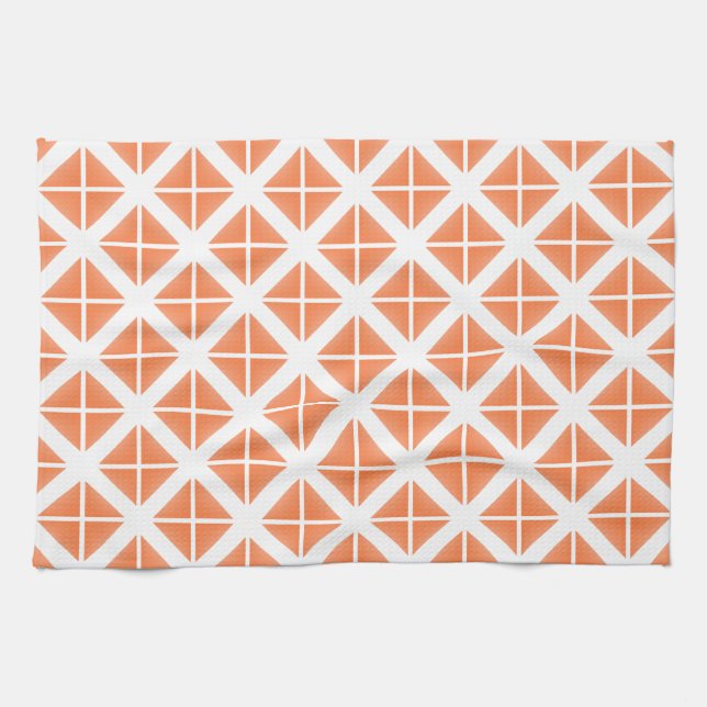 Orange Trendy Triangle Pattern Kitchen Towel (Horizontal)