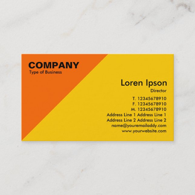 Orange Triangular Corner - Amber (FFCC00) Business Card (Front)