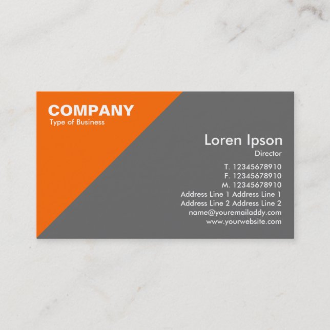 Orange Triangular Corner - Mid Gray (666666) Business Card (Front)