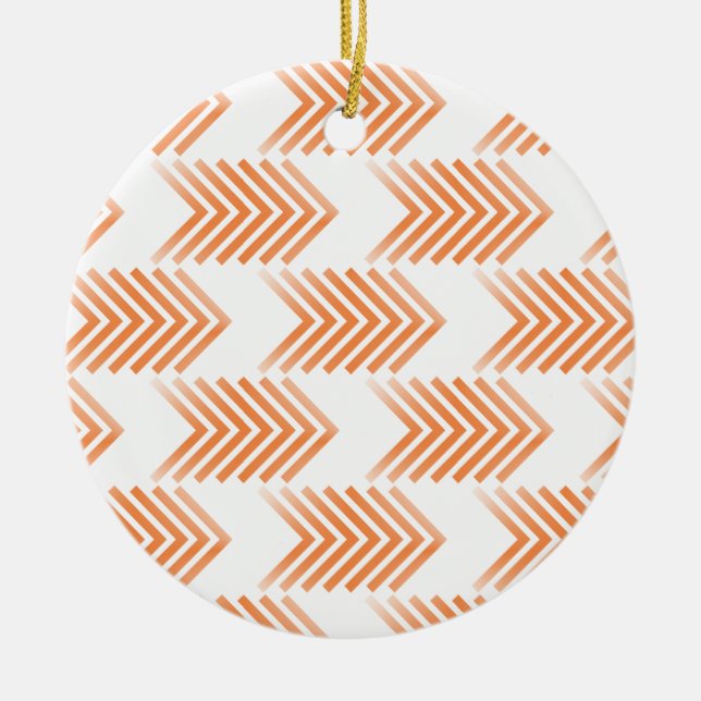 Orange Tribal Arrow Pattern Ceramic Ornament (Front)