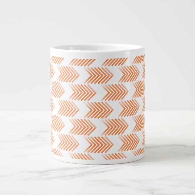 Orange Tribal Arrow Pattern Giant Coffee Mug (Front)