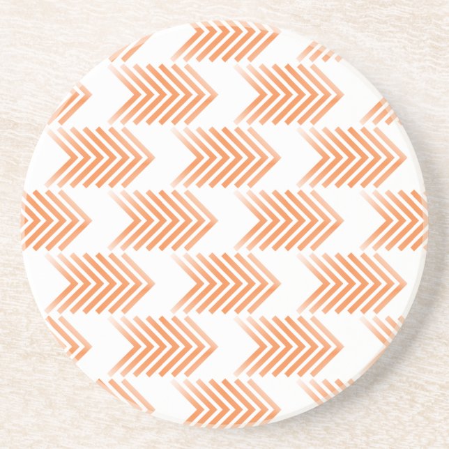 Orange Tribal Arrow Pattern Sandstone Coaster (Front)