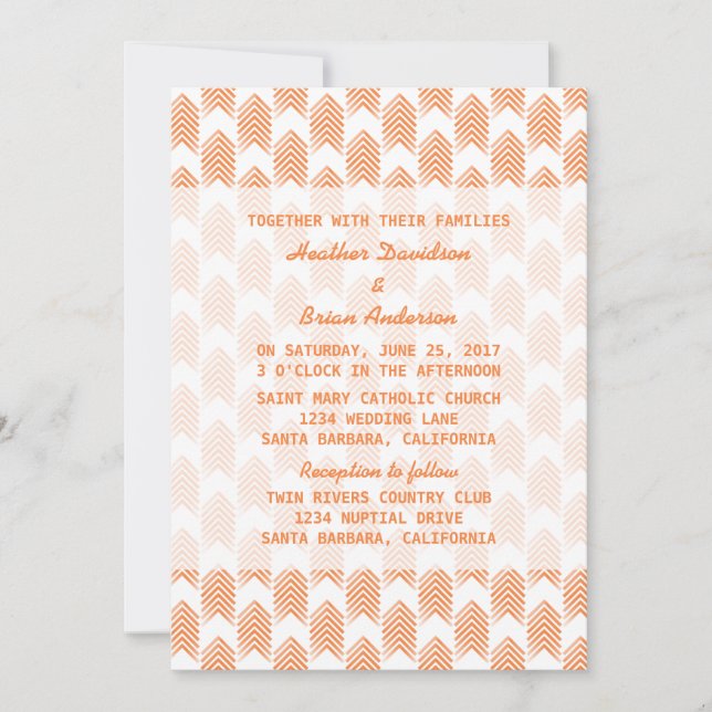 Orange Tribal Arrows Wedding Invite (Front)