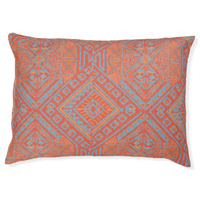Orange Tribal Dog Bed - Large (Front)