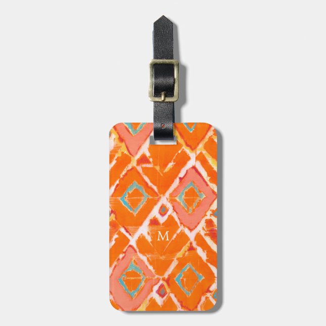 Orange Tribal II Luggage Tag (Front Vertical)
