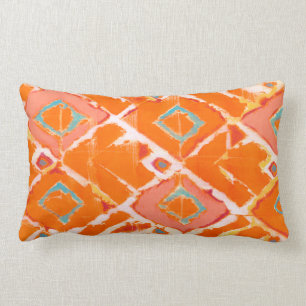 Orange Tribal II Lumbar Pillow