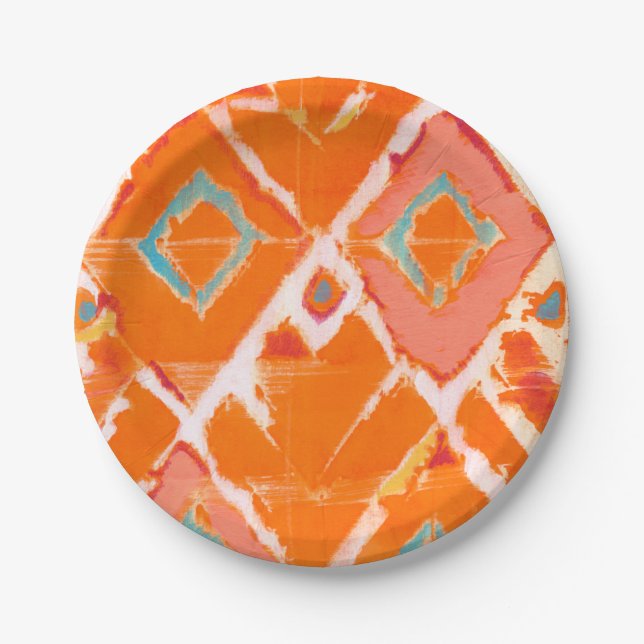 Orange Tribal II Paper Plates (Front)