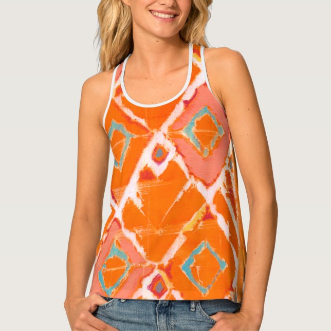 Orange Tribal II Tank Top (Front)
