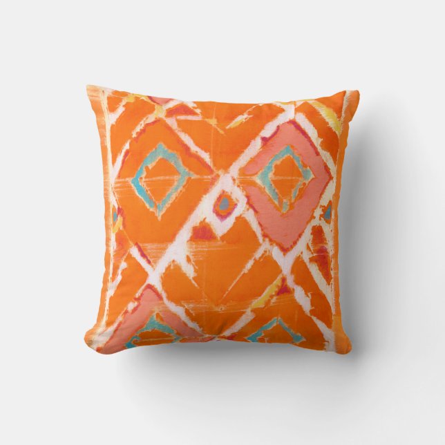 Orange Tribal II Throw Pillow (Front)
