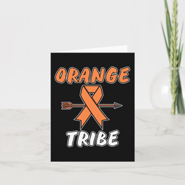 Orange Tribe Leukemia Awareness Ribbon Support Gra Card (Front)