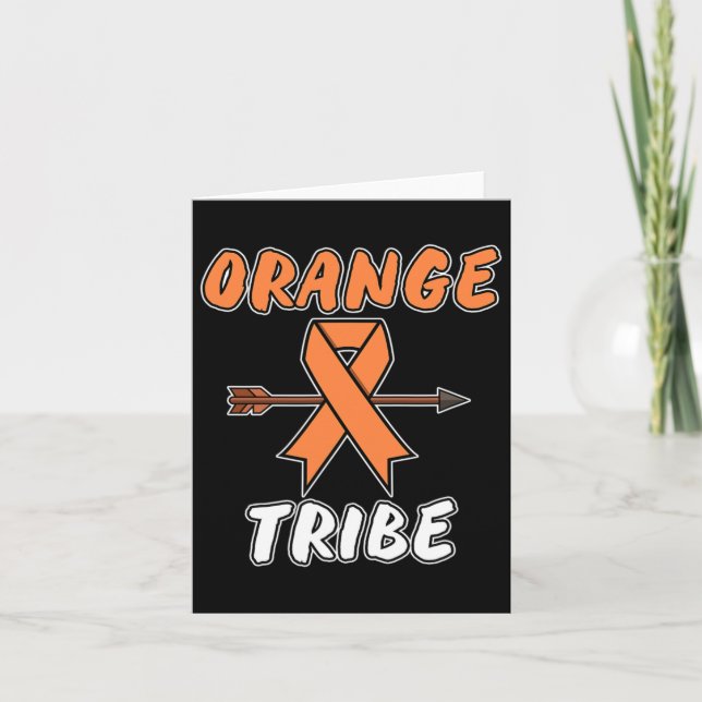 Orange Tribe Leukemia Awareness Ribbon Support Gra Card (Front)