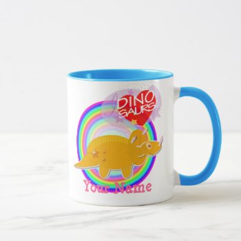 Orange Triceratops Dino Color Mug With Your Name by dinoshop at Zazzle