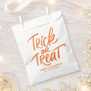 Orange Trick or Treat Lettering Halloween Party Favor Bag