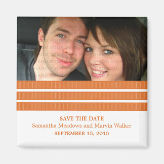 Orange Triple Stripe Photo Save the Date Magnet