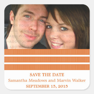Orange Triple Stripe Save the Date Stickers