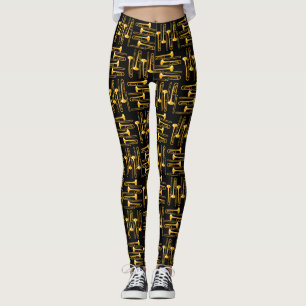 Orange Trombone Crosshatch Black  Leggings